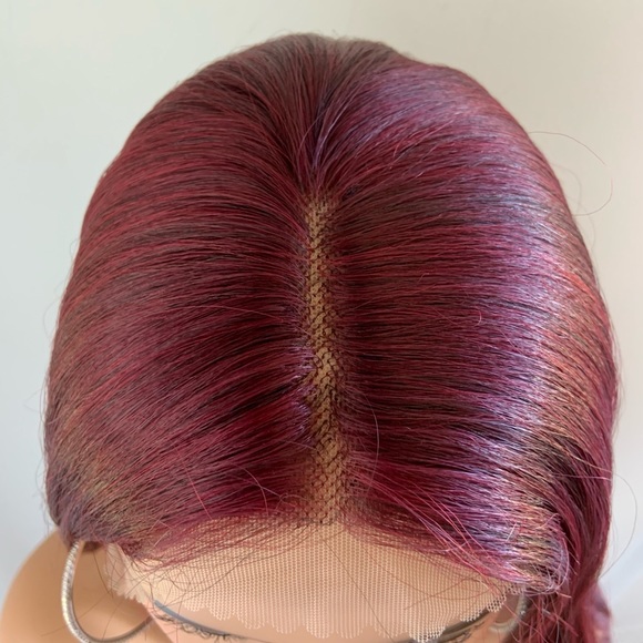 Long Straight 24” Deep Burgundy Lace Front Synthetic Wig - Picture 3 of 16